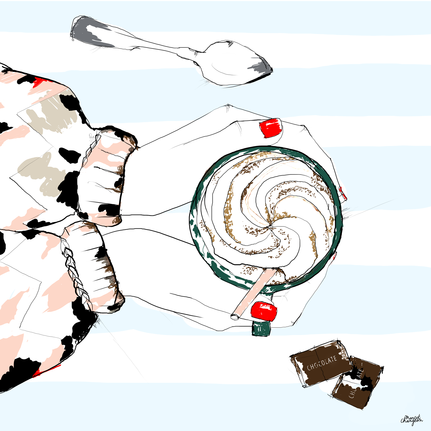 Illustration café et chocolat par Margot Changeon