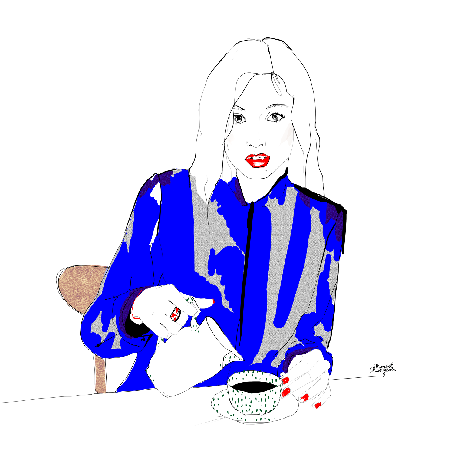 Illustration femme café par Margot Changeon