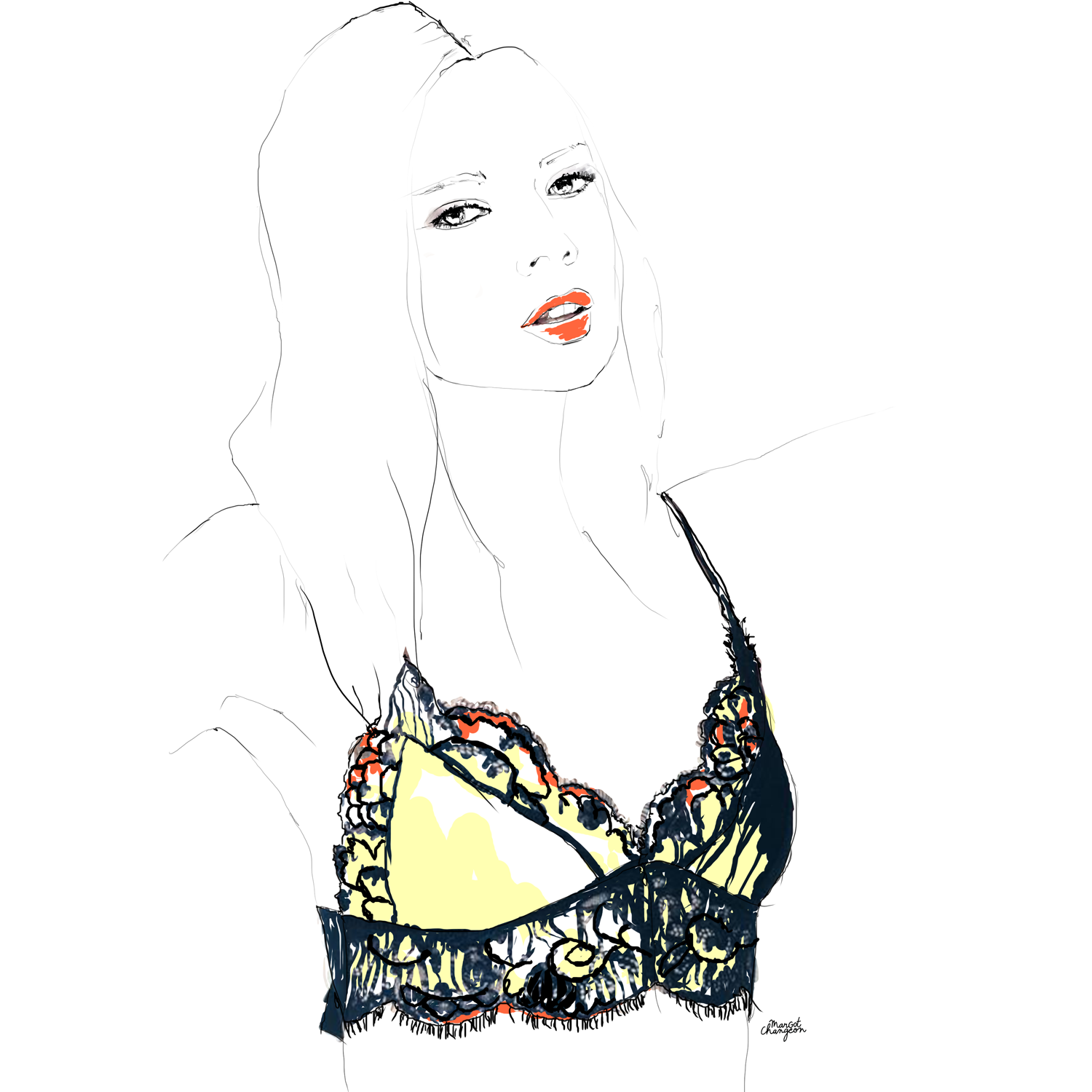 Illustration lingerie femme mode par Margot Changeon