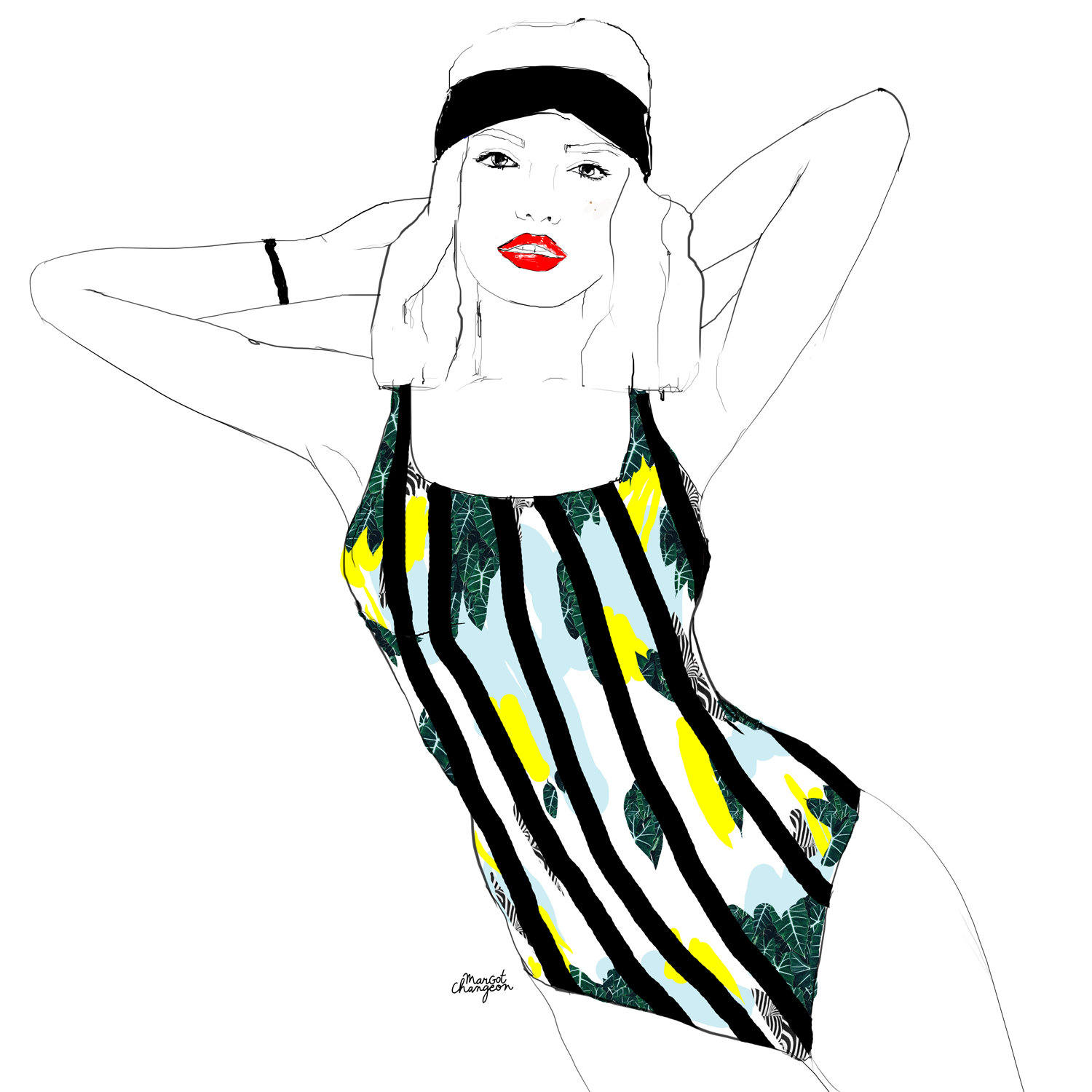 Illustration maillot de bain femme mode par Margot Changeon