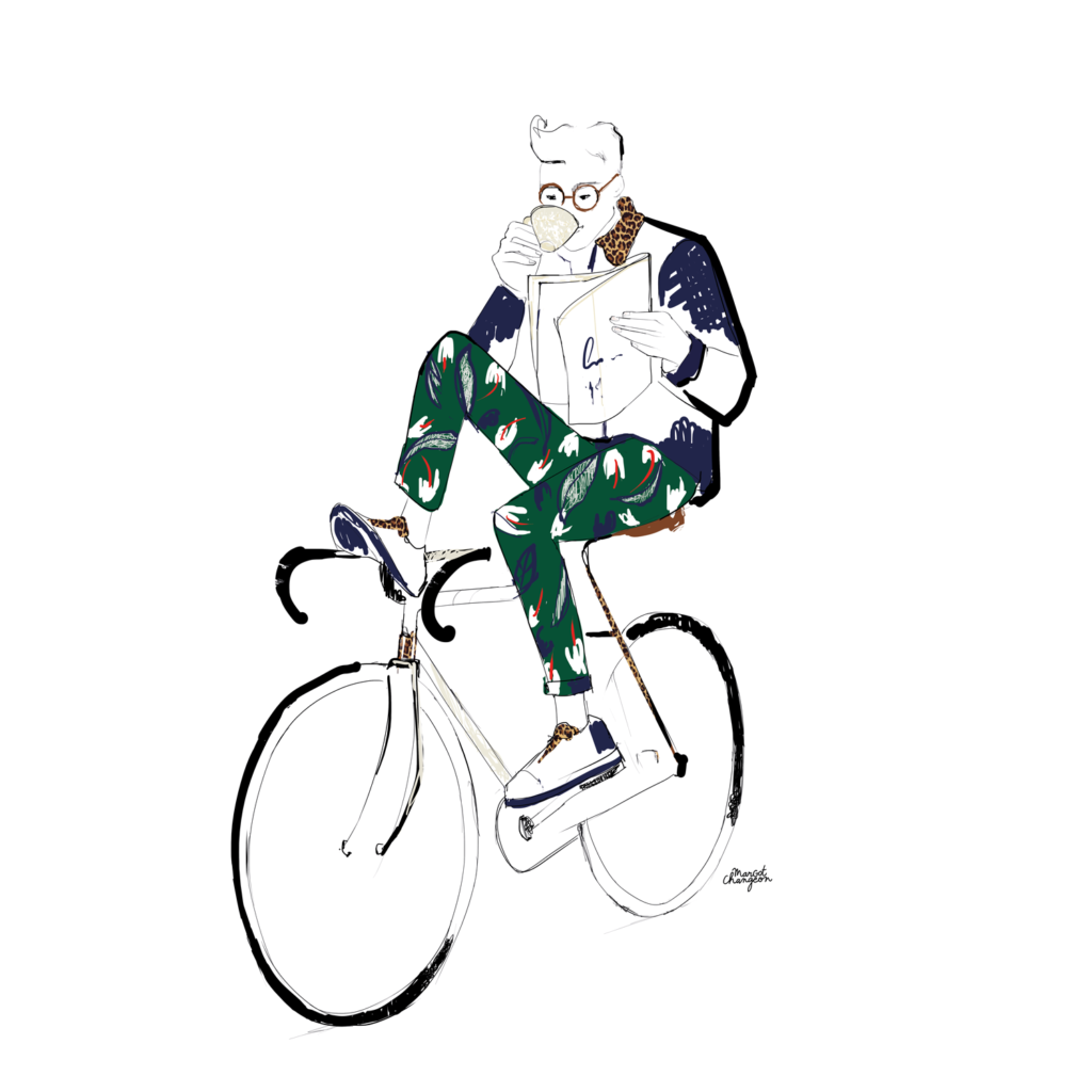 Illustration homme à vélo par Margot Changeon
