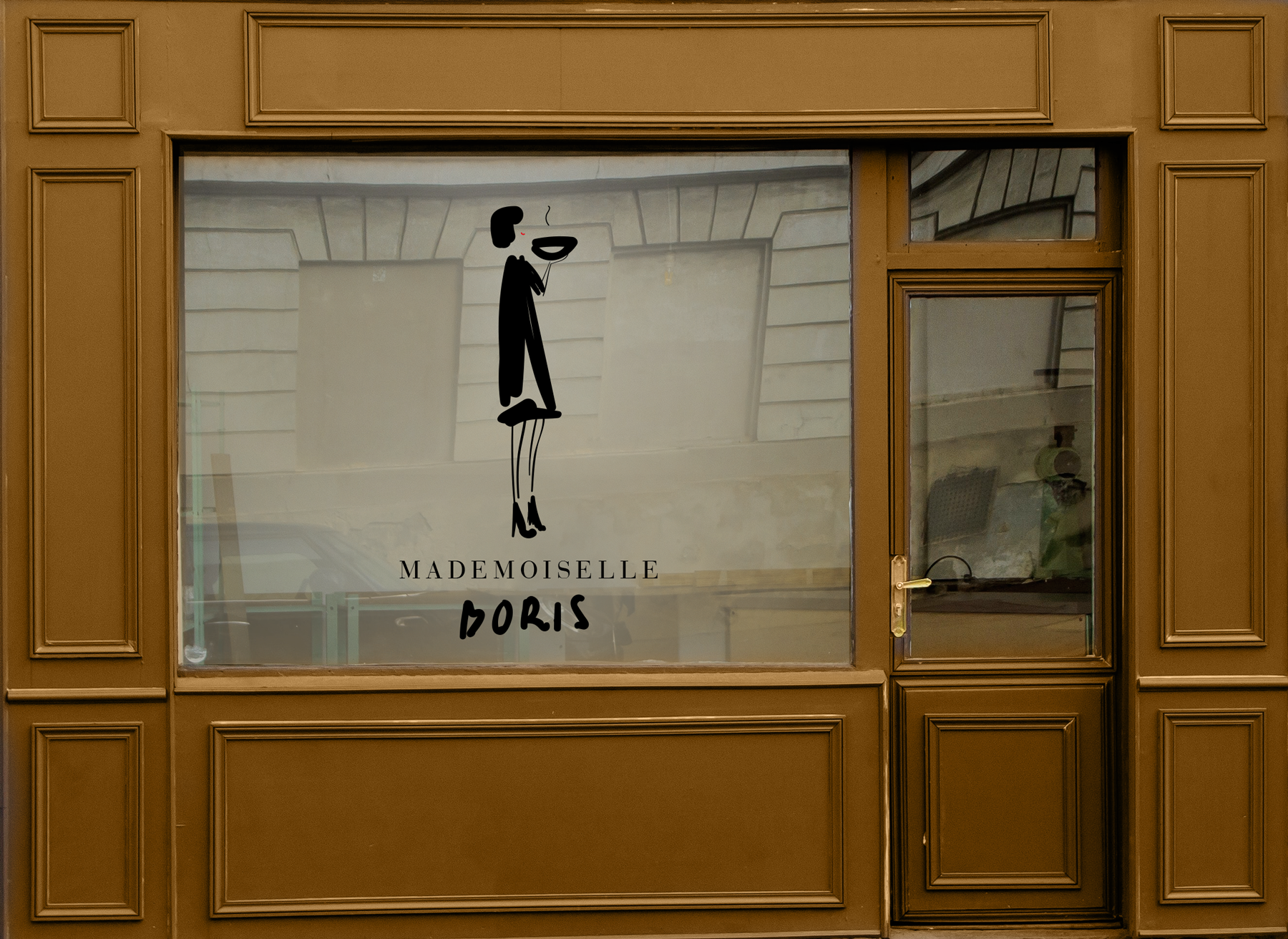 Devanture avec logotype du restaurant italien Mademoiselle Boris par Margot Changeon #logo #food #restaurant #gastronomie