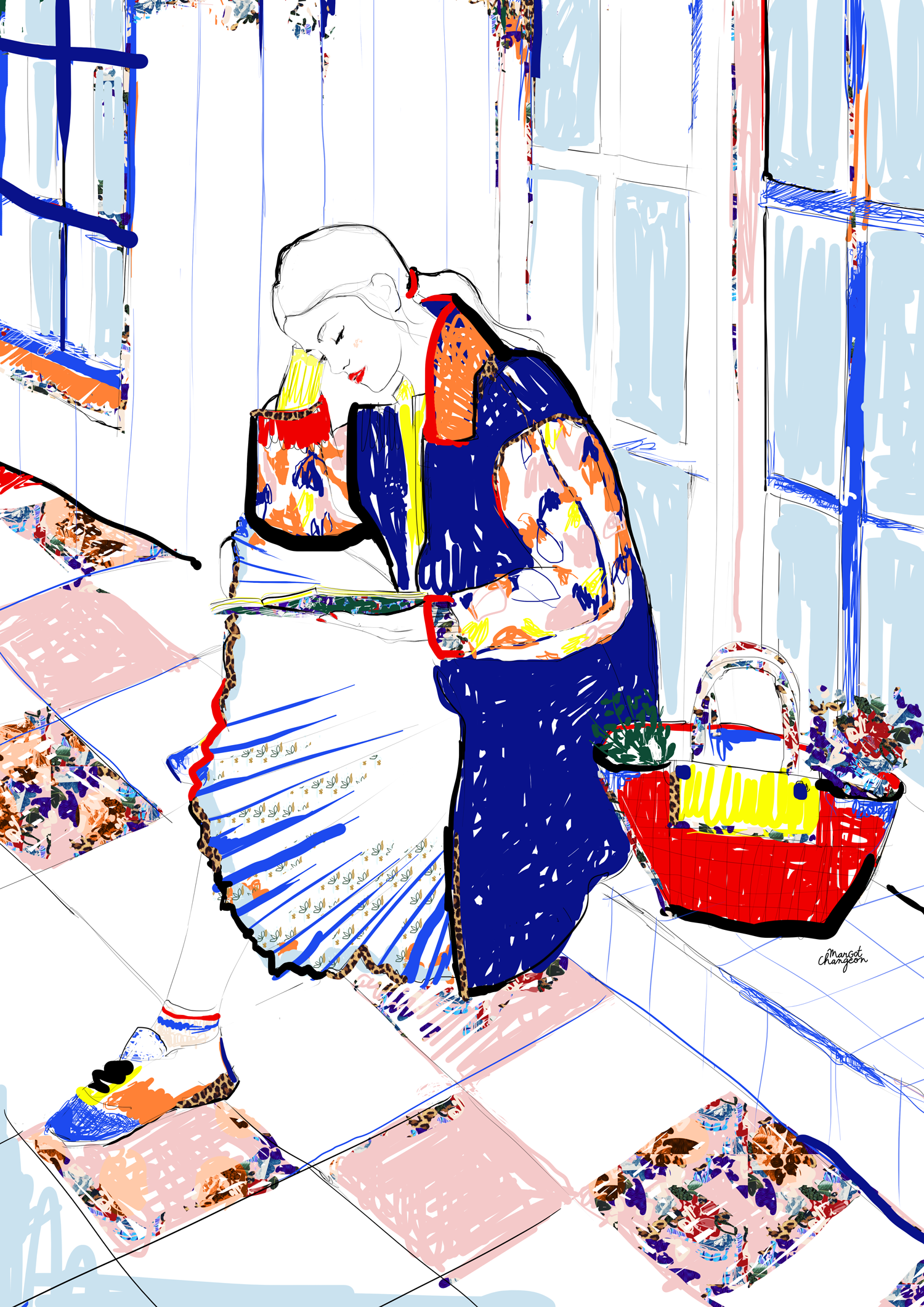 Illustration femme mode lecture par Margot Changeon