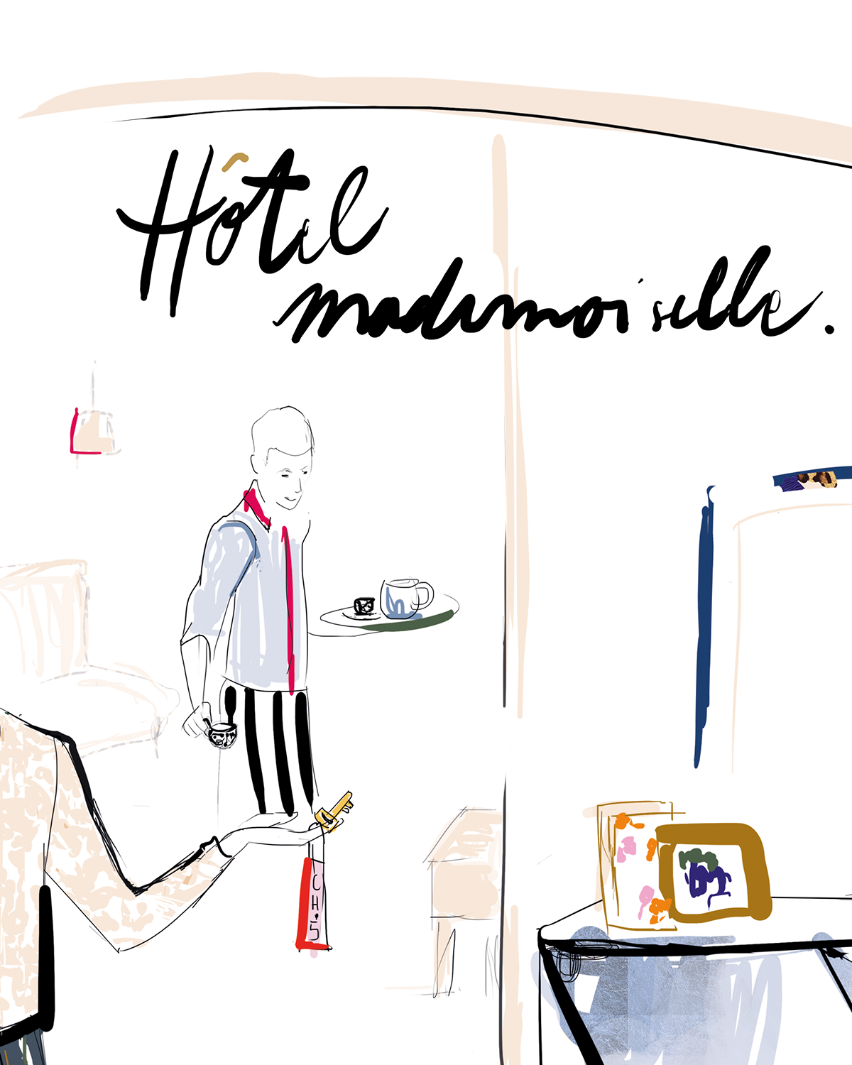 Illustration Hôtel Mademoiselle Paris par Margot Changeon