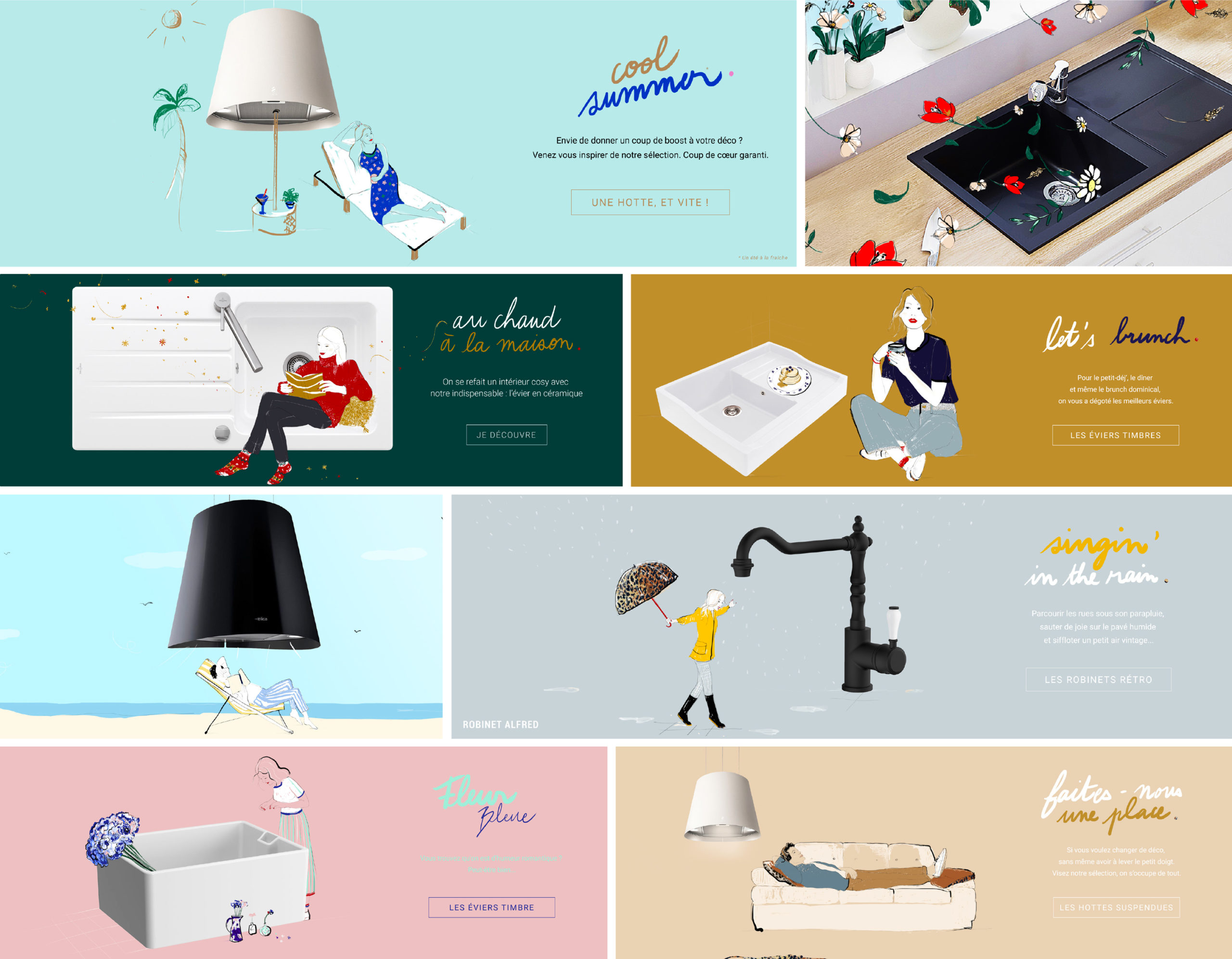 Illustration, logotype, icônes et webdesign Cuisissimo par Margot Changeon