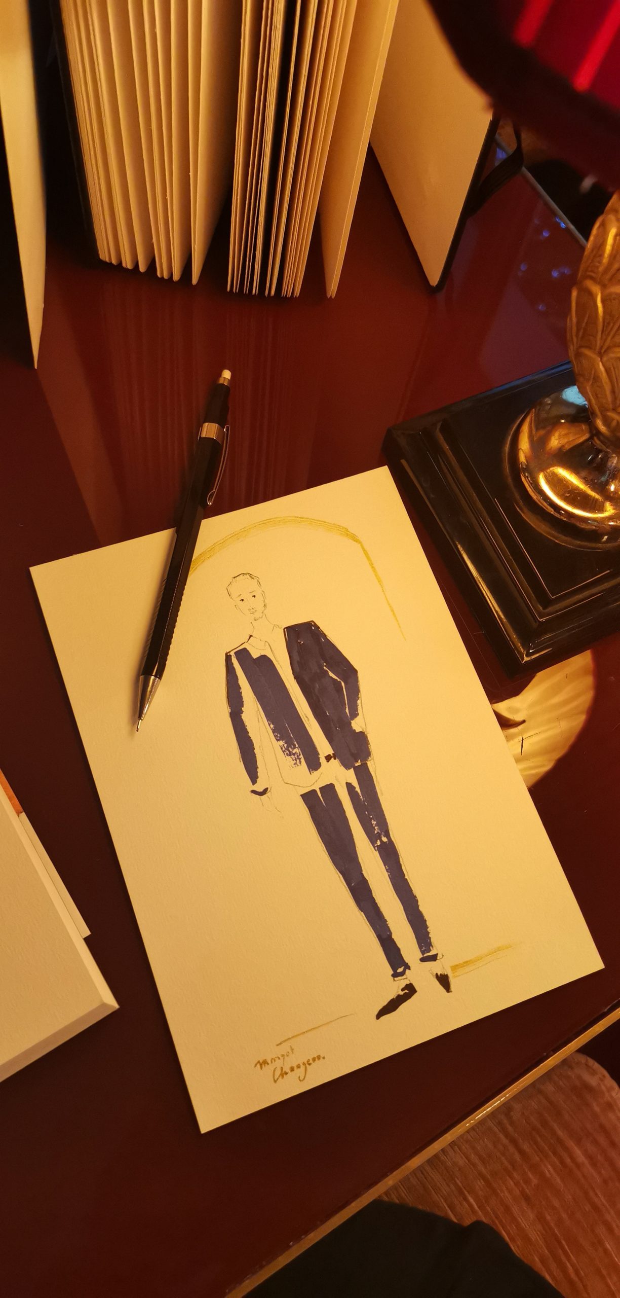 Live sketching, live drawing à l'Hôtel Particulier Montmartre par Margot Changeon