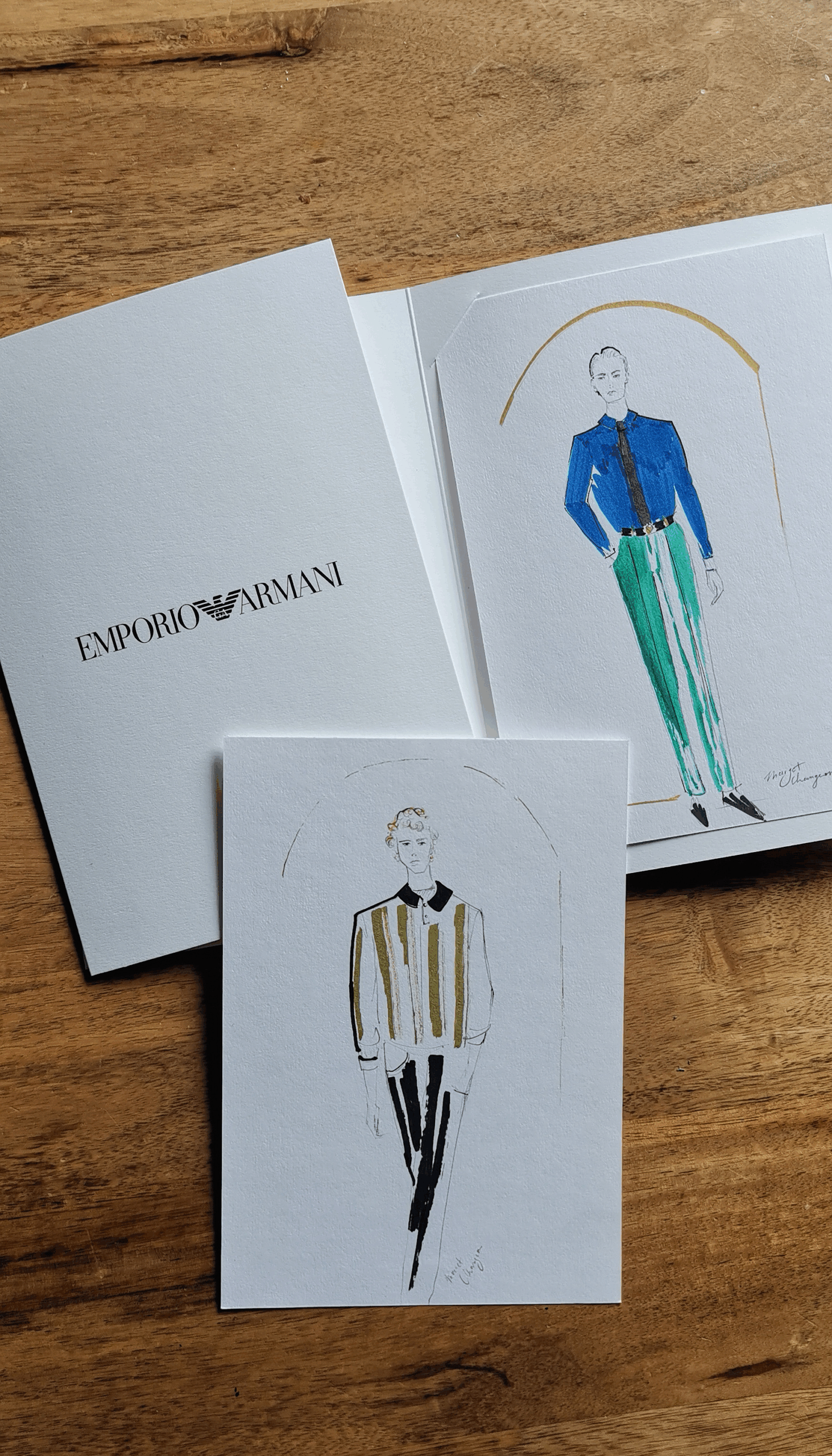 Giorgio Armani, live fashion sketching Emporio Armani par Margot Changeon Giorgio Armani, live fashion sketching Emporio Armani par Margot Changeon