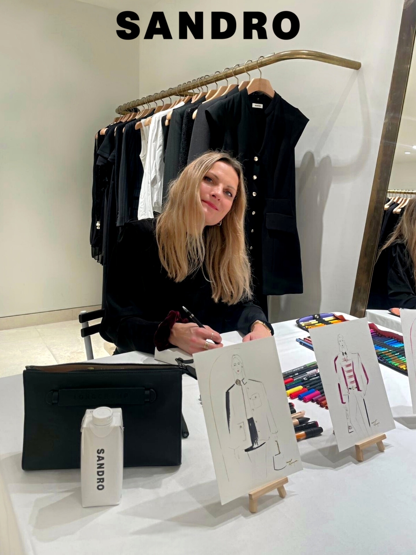Live drawing à la boutique Sandro de Nice, dessin en direct par l'illustratrice Margot Changeon