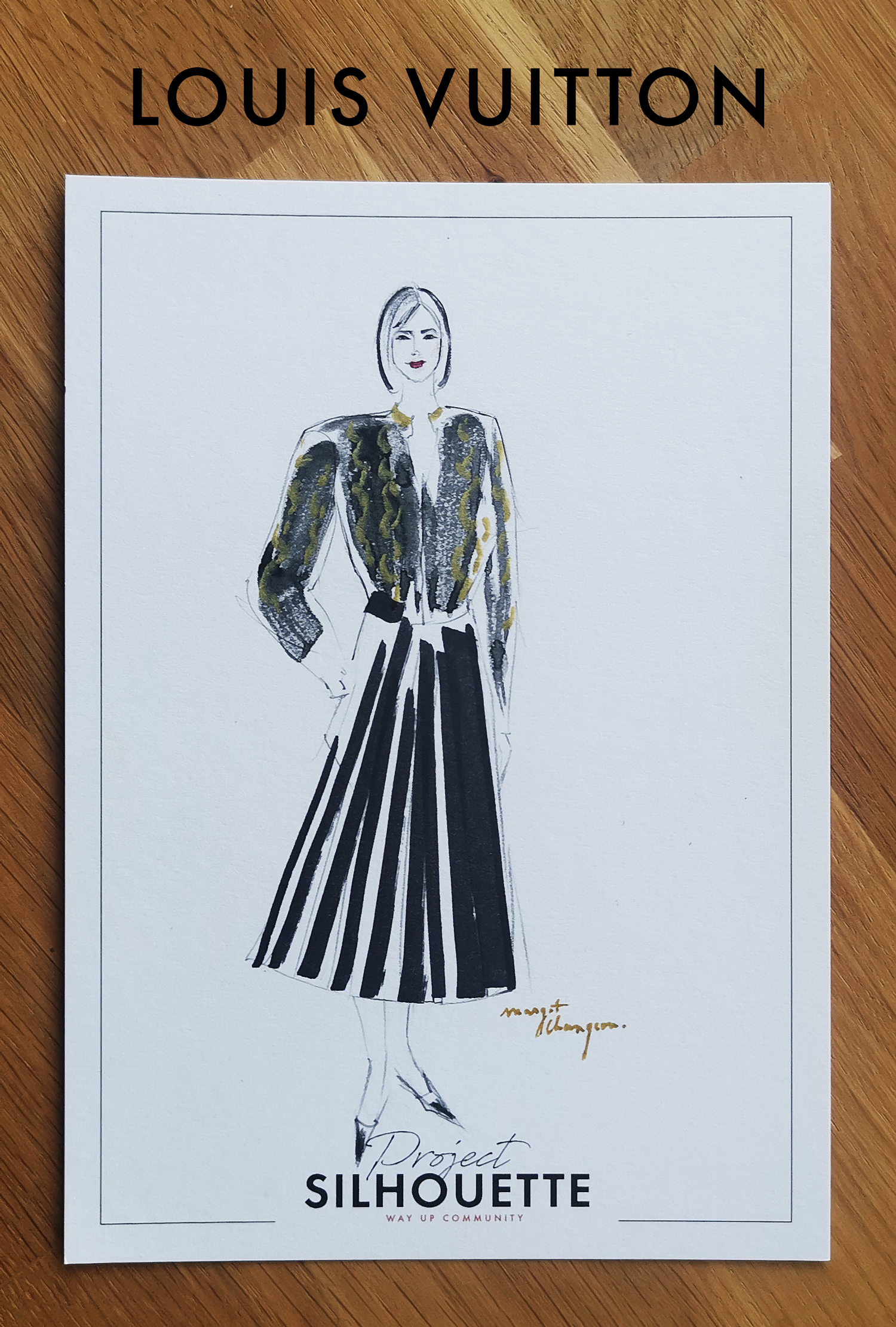 Fashion live drawing, live sketching for Louis Vuitton by Margot Changeon