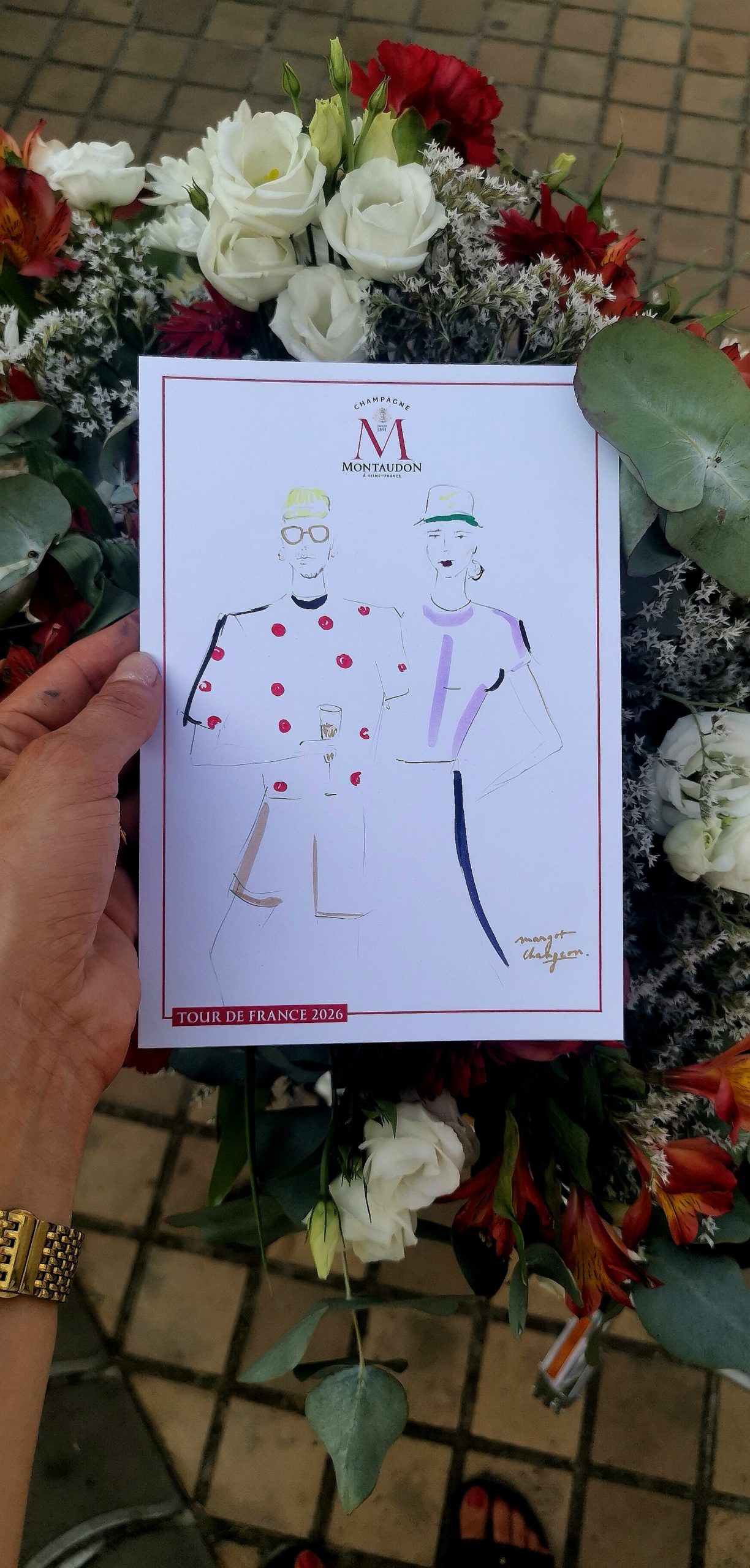 Dessin en direct lors de l'événement sportif Le Tour de France par l'illustratrice Margot Changeon