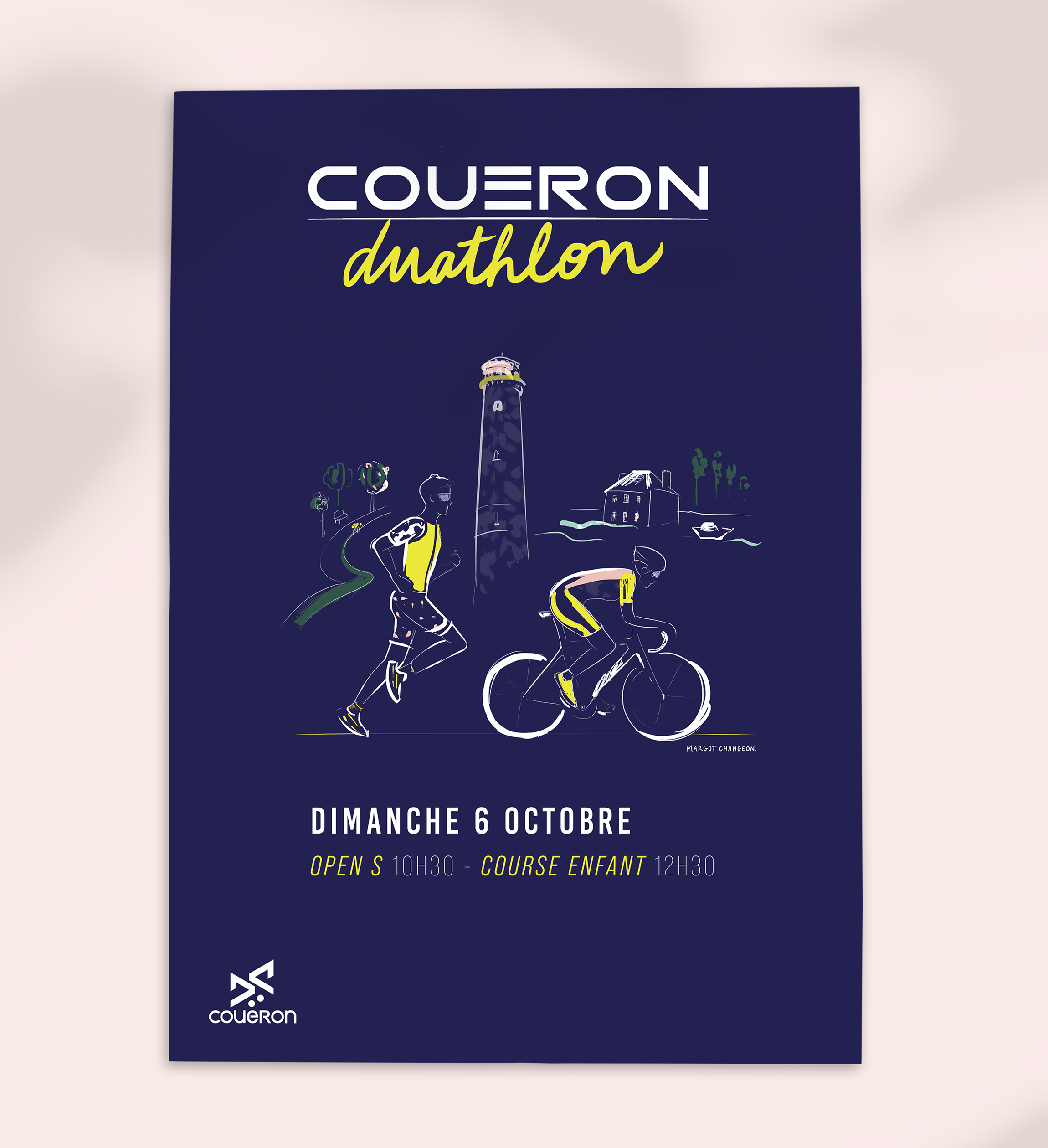 Illustration sport triathlon pour le duathlon de Couëron par l'illustratrice Margot Changeon